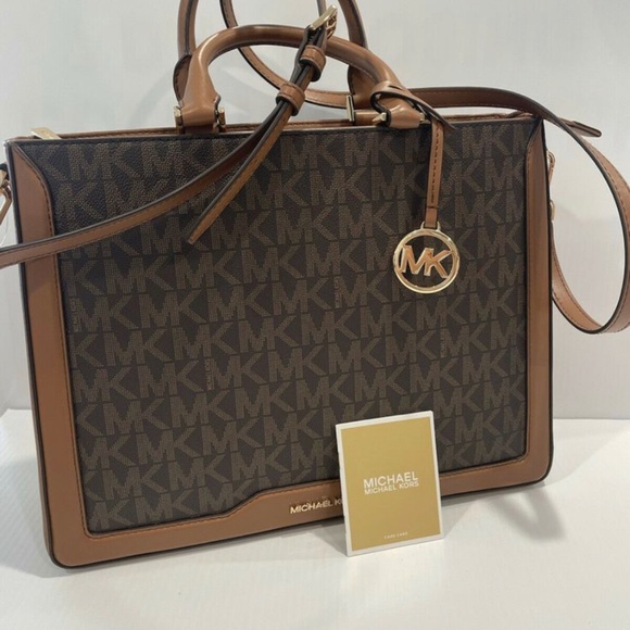 Michael Kors Handbags - NWT Michael Kors Brown Jessie Logo MK leather Large tote and crossbody bag